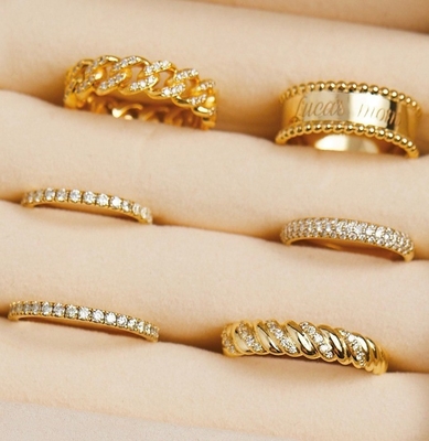 Χειροποίητο Twist Classic 925 Sterling Silver γυναικείο δαχτυλίδι κοσμήματα επιχρισμένα με 18K χρυσό