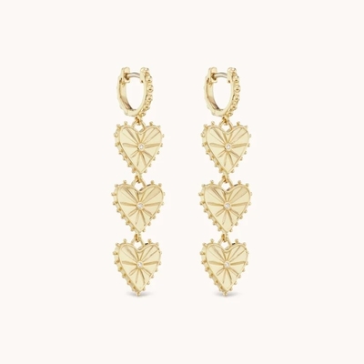 Χειροποίητο 14K χρυσαφένιο Dangle Multi Huggies Heart Charm σκουλαρίκια Τέλειο δώρο
