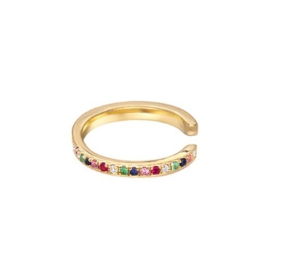 Γυναικεία Κλασικά Rainbow Pave Setting Cubic Zircon 925 Sterling Silver Ear Cuff Κοσμήματα