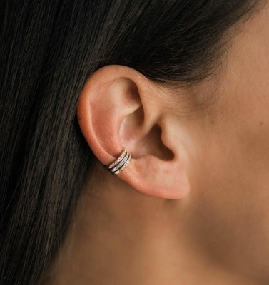 Γυναικεία Κλασικά Rainbow Pave Setting Cubic Zircon 925 Sterling Silver Ear Cuff Κοσμήματα