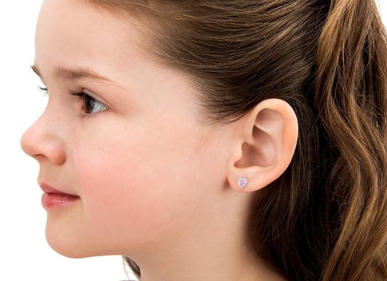 925 Χρυσόπλυτα Χρυσόπλυτα Χρυσό & Λευκό CZ Stud σκουλαρίκια με πλακόστρωμα για παιδικά κοσμήματα