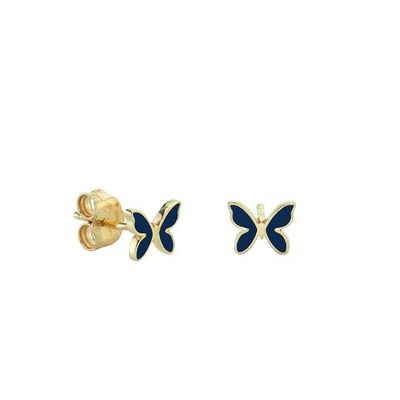 Μικρό λευκό σμάλτο πεταλούδα σχήμα 925 Sterling Silver Stud σκουλαρίκια με Express Shipping