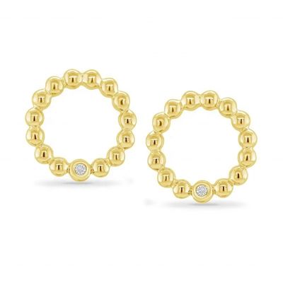 Γυναικεία Στρογγυλά Σκουλαρίκια Καρφιά με Μονόπετρο, από Ασήμι 925, με Ρύθμιση Bezel και Επιλογές Προσαρμοσμένου Μεγέθους