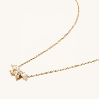 925 Ασημένιο 14K επιχρισμένο περιδέραιο 18 ιντσών Μαρκήσινο Τοπάζι Κεραυνό Και Λευκά Διαμάντια CZ