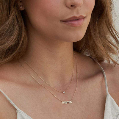 26 χιλιοστών 18K Χρυσό κολιέ MAMA Heart Κολιέ για την Ημέρα των Κυριών