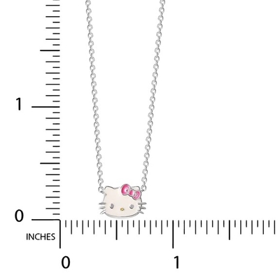 Ροζ λευκό σμάλτο Hello Kitty Στερλίντ Ασημένιο Κεραυνό Ροδίου