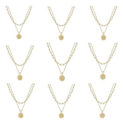 Χειροποίητο 925 Sterling Silver Double Pendant Paperclip Stacking Necklace με παράδοση 30 ημερών