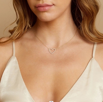 925 Sterling Silver Pave Diamond Love Necklace για φιλενάδα Εκτίμηση τρίτου