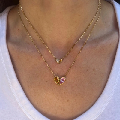 Fine 18K Gold Plated White Pear Shape CZ Sweetheart 925 Sterling Silver Necklace for Women