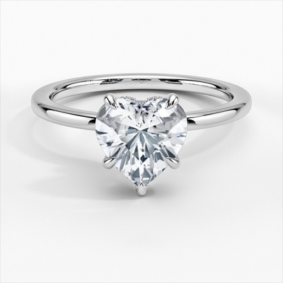 Engagement Bands or Rings Elegant White Gold Plated Heart Ring for Women's Jewelry