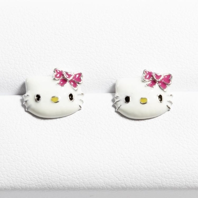 Χρωματιστά σκουλαρίκια Hello Kitty με μαύρο χρυσό και ασημένιο επίχρισμα