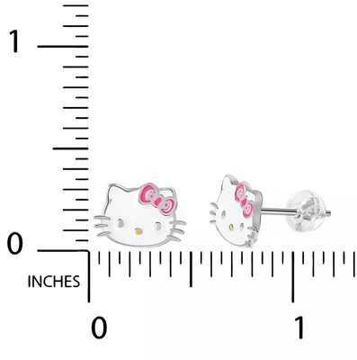 Χρυσά χρυσαφένια σκουλαρίκια Hello Kitty για κορίτσια σε 925 στερλινγκ ασήμι