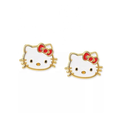 Χρυσά χρυσαφένια σκουλαρίκια Hello Kitty για κορίτσια σε 925 στερλινγκ ασήμι