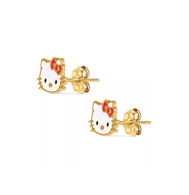 Χρυσά χρυσαφένια σκουλαρίκια Hello Kitty για κορίτσια σε 925 στερλινγκ ασήμι