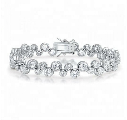 925 Sterling Silver Tennis βραχιόλι με λευκή πέτρα CZ και επιλογή ρύθμισης Bezel