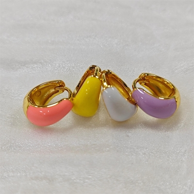Καλα κοσμηματα Bold Dome Enamel Huggie 925 Ασημένια σκουλαρίκια