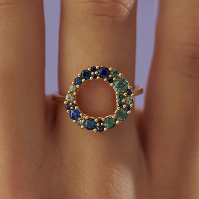 Χρυσό 18K Multi Colour σαφείρι Cubic Zircon 925 Sterling Silver γυναικείο δαχτυλίδι