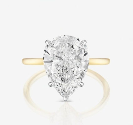 Βάση Λευκό Κουβικό Ζιρκόν Αχλάδι Κόψιμο Solitaire 925 Sterling Ασημένια Δαχτυλίδια Γάμου