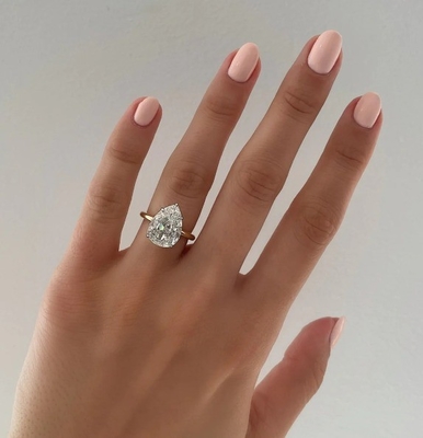 Βάση Λευκό Κουβικό Ζιρκόν Αχλάδι Κόψιμο Solitaire 925 Sterling Ασημένια Δαχτυλίδια Γάμου