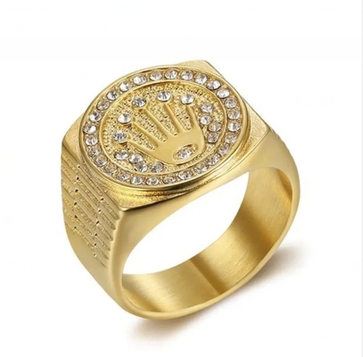Κρόνος 18K Χρυσό δαχτυλίδι τετράγωνο Unisex χέρι λευκό κρυστάλλινο δαχτυλίδι ζευγάρι