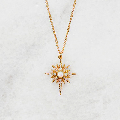 Όπαλο Χρυσό επιχρυσωμένο Starburst Pendant Necklace 925 Starburst Necklace Ασημένιο