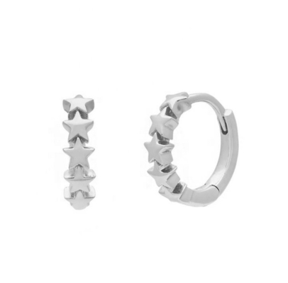 925 Sterling Silver Star Huggie σκουλαρίκια για γυναίκες Κοσμήματα μόδας