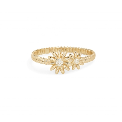 Μοντέλα Χρυσό επιχρισμένο 925 Sterling Silver Daisy CZ δαχτυλίδι γυναικεία κομψότητα αξεσουάρ