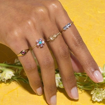 Μοντέλα Χρυσό επιχρισμένο 925 Sterling Silver Daisy CZ δαχτυλίδι γυναικεία κομψότητα αξεσουάρ