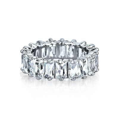 Διαυγές Σμαραγδένιο Κόψιμο CZ Infinity Wedding Band 925 Silver Infinity Wedding Rings