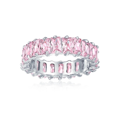 Διαυγές Σμαραγδένιο Κόψιμο CZ Infinity Wedding Band 925 Silver Infinity Wedding Rings
