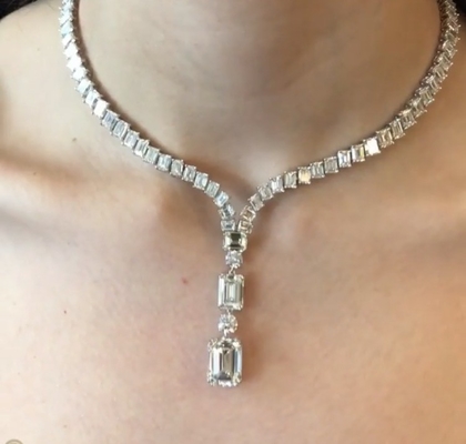 Ροδίου επιχρισμένο Bling Bling μενταγιόν 16in λευκό κολιέ τένις
