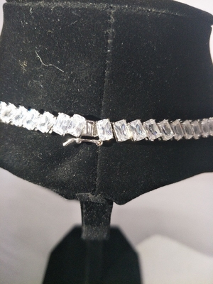 Ροδίου επιχρισμένο Bling Bling μενταγιόν 16in λευκό κολιέ τένις