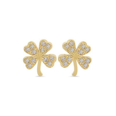 18K Χρυσό 925 Sterling Silver Clover Stud σκουλαρίκι