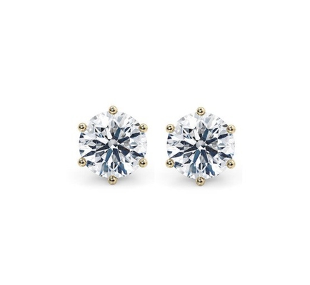 Έξι νύχια λευκά σκουλαρίκια CZ Stud 925 Sterling Silver 18K Cubic Zirconia Stud σκουλαρίκια