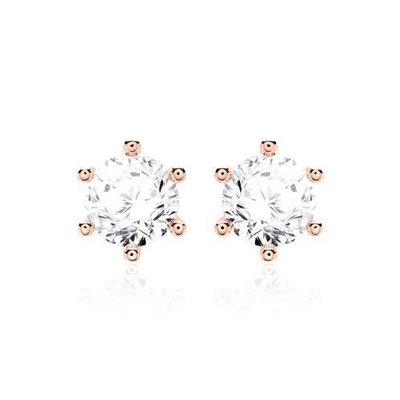 Έξι νύχια λευκά σκουλαρίκια CZ Stud 925 Sterling Silver 18K Cubic Zirconia Stud σκουλαρίκια
