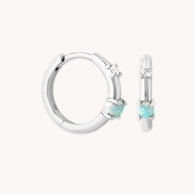 Μύστικ 18K Χρυσό επιχρυσωμένο Όπαλ Hoops 925 Sterling Ασημένιο Νέο Huggies Μόδια σκουλαρίκια