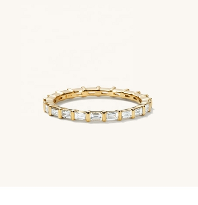 Λευκό δαχτυλίδι CZ 925 Sterling Silver Baguette Αιώνιο Δαχτυλίδι