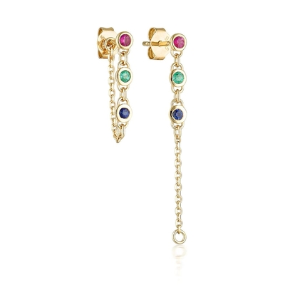 Κατέβασε το Bezel White Diamond 925 Sterling Silver Chain Earrings Φόση