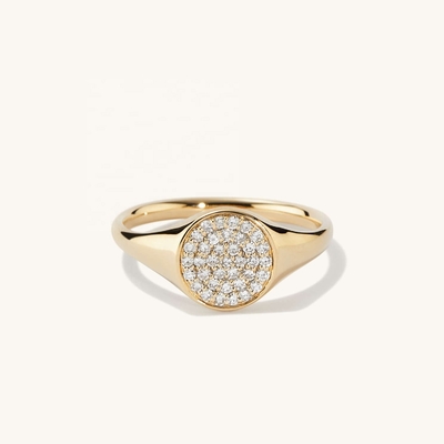 OEM ODM Άνδρες 14K χρυσό δαχτυλίδι σφραγίδας γυναικών Ζιρκόν χρυσό δαχτυλίδι εξατομικευμένο