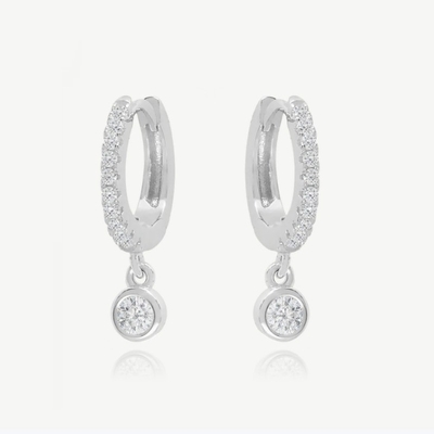 Χρυσό 18K S925 Ασημένιο Μικρό Huggies Single Bezel πέτρα Hoops σκουλαρίκια για γυναίκες