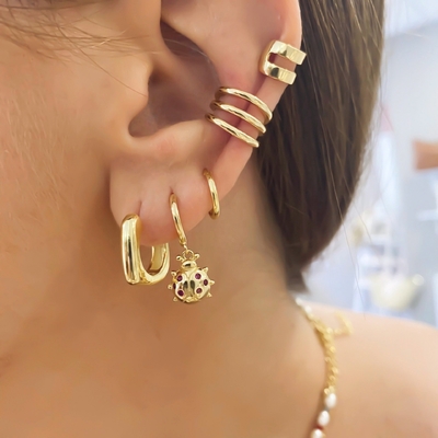 ΑΥΡΙΚΑ Αληθινά 18K Χρυσόχρυσα Κουπί Huggie Sterling Ασημένιο 925 Κοσμήματα για Γυναίκες Κορίτσια