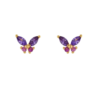 18K χρυσό μαρκήσια κόψιμο τουρκουάζ CZ 925 Sterling Silver Πεταλούδα Stud σκουλαρίκια για γυναίκες