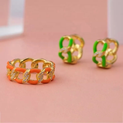 925 Sterling Silver Twist Ring Χρυσό επιχρυσωμένο σμάλτο γυναικεία δαχτυλίδια αρραβώνων