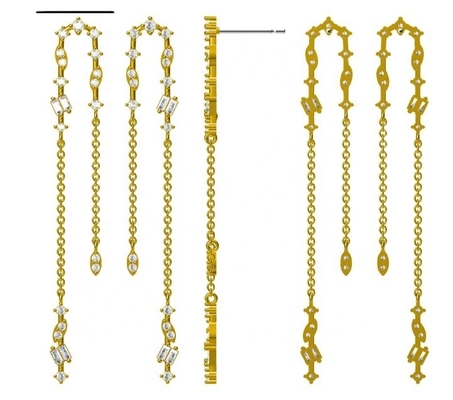 2024 Βραζιλία Χρυσό επιχρίστωση Drop Chain σκουλαρίκια Γυναίκες 925 Sterling Ασημένια σκουλαρίκια