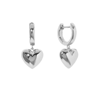 Λούξυ Heart Dangle Χρυσό επιχρυσωμένο Hoop σκουλαρίκια Sterling Silver 925 Κοσμήματα για γυναίκες