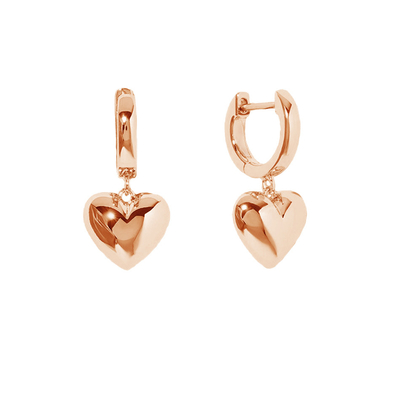 Λούξυ Heart Dangle Χρυσό επιχρυσωμένο Hoop σκουλαρίκια Sterling Silver 925 Κοσμήματα για γυναίκες