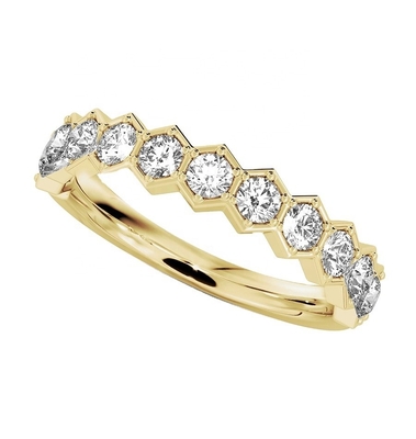 US5-US11 Honeycomb Wedding Band Χρυσόπετρα 925 Sterling Silver Ring