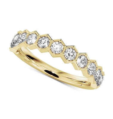 US5-US11 Honeycomb Wedding Band Χρυσόπετρα 925 Sterling Silver Ring