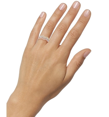 3 κομματάκια Pave Ring Set Ροδιοπεταλισμένο κύμα δαχτυλίδι Στερλίντ ασήμι