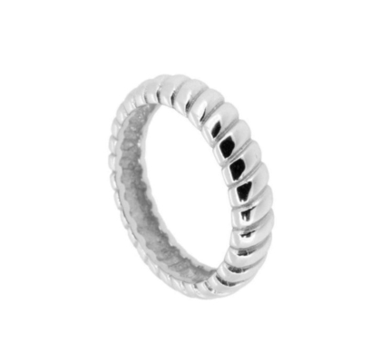 Δαχτυλίδι αρραβώνων πλάτος 6mm Silver Twist 18K Gold Rhodium Color Twist Silver Ring